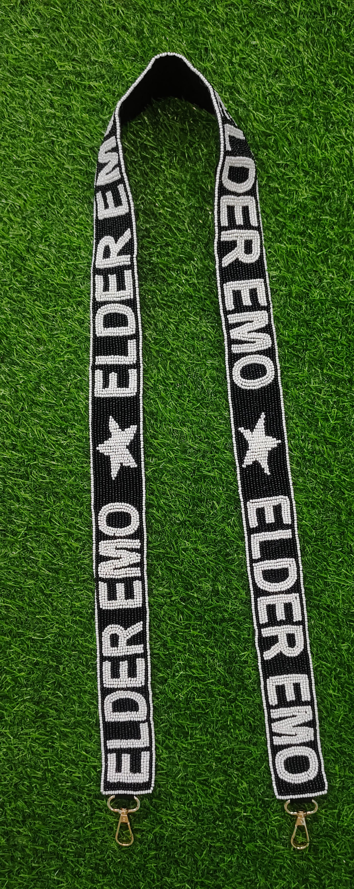 Custom Beaded Purse Straps – PONY UP, FEATHERS UP, CRUSHED IT, ELDER EMO, EMILY’S VERSION, GO SPARTANS, SHINEE, and TDC DAIMONDS (47" Long, 1.5" Wide)