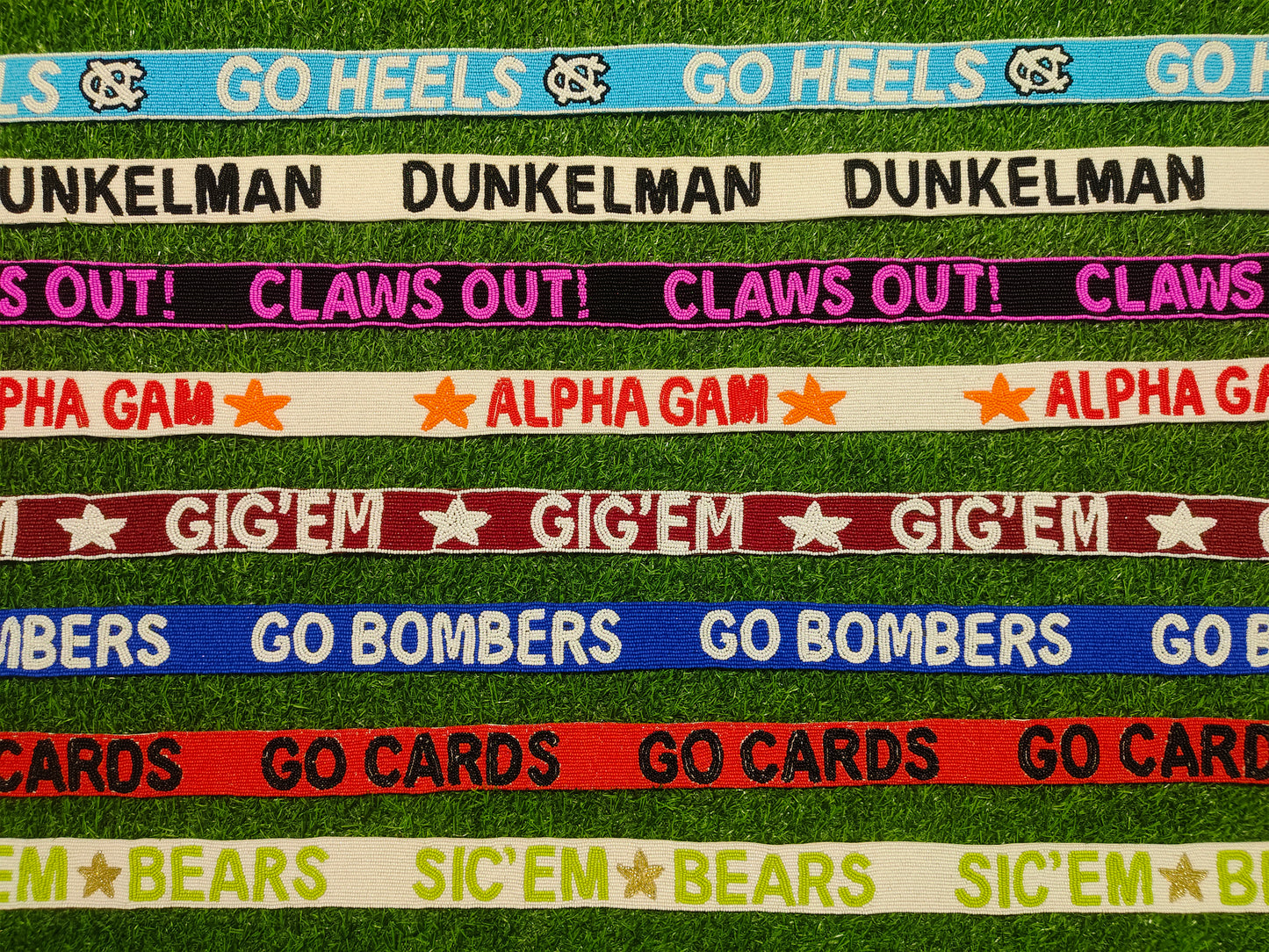 Beaded Purse Straps – GO HEELS, DUNKELMAN, CLAWS OUT!, ALPHA GAM, GIG'EM, GO BOMBERS, GO CARDS, SIC'EM BEARS Shoulder Straps