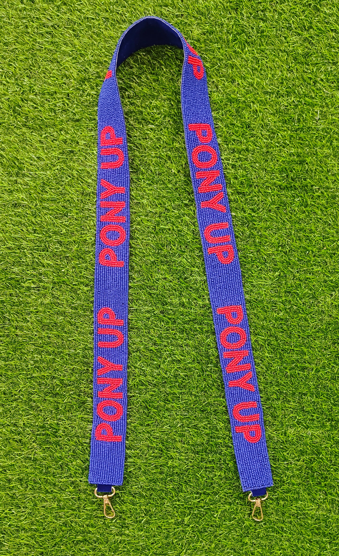 Custom Beaded Purse Straps – PONY UP, FEATHERS UP, CRUSHED IT, ELDER EMO, EMILY’S VERSION, GO SPARTANS, SHINEE, and TDC DAIMONDS (47" Long, 1.5" Wide)