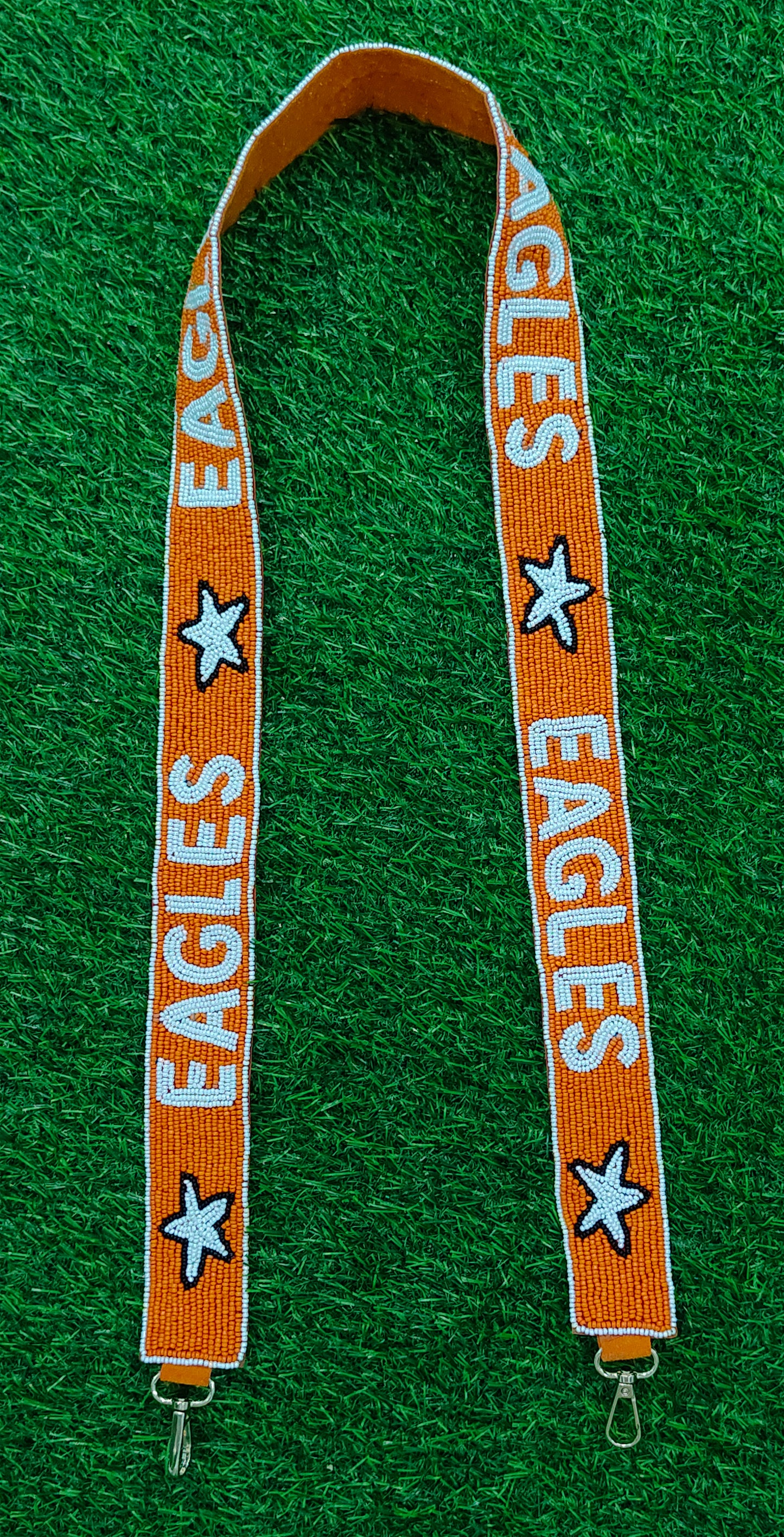 Beaded Purse Strap – "Go Cobras," "Go Bengals Who Dey," "Go Hoosiers," "Eagles," "Go Jags," "LT Cavs," "Warriors," and "Hail to Pitt!"