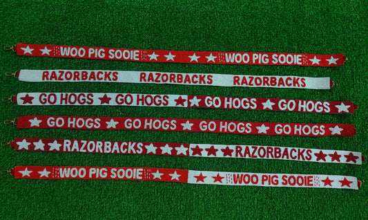 Handmade Razorbacks Go Hogs Woo Pig Sooie Beaded Purse Strap - 47" Long x 1.5" Wide (Multiple Designs)