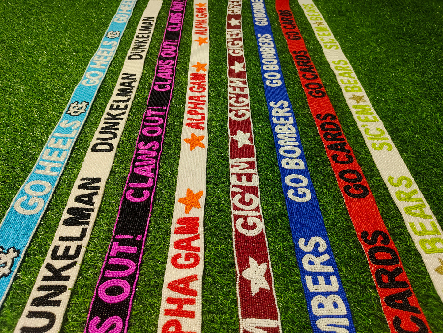 Beaded Purse Straps – GO HEELS, DUNKELMAN, CLAWS OUT!, ALPHA GAM, GIG'EM, GO BOMBERS, GO CARDS, SIC'EM BEARS Shoulder Straps