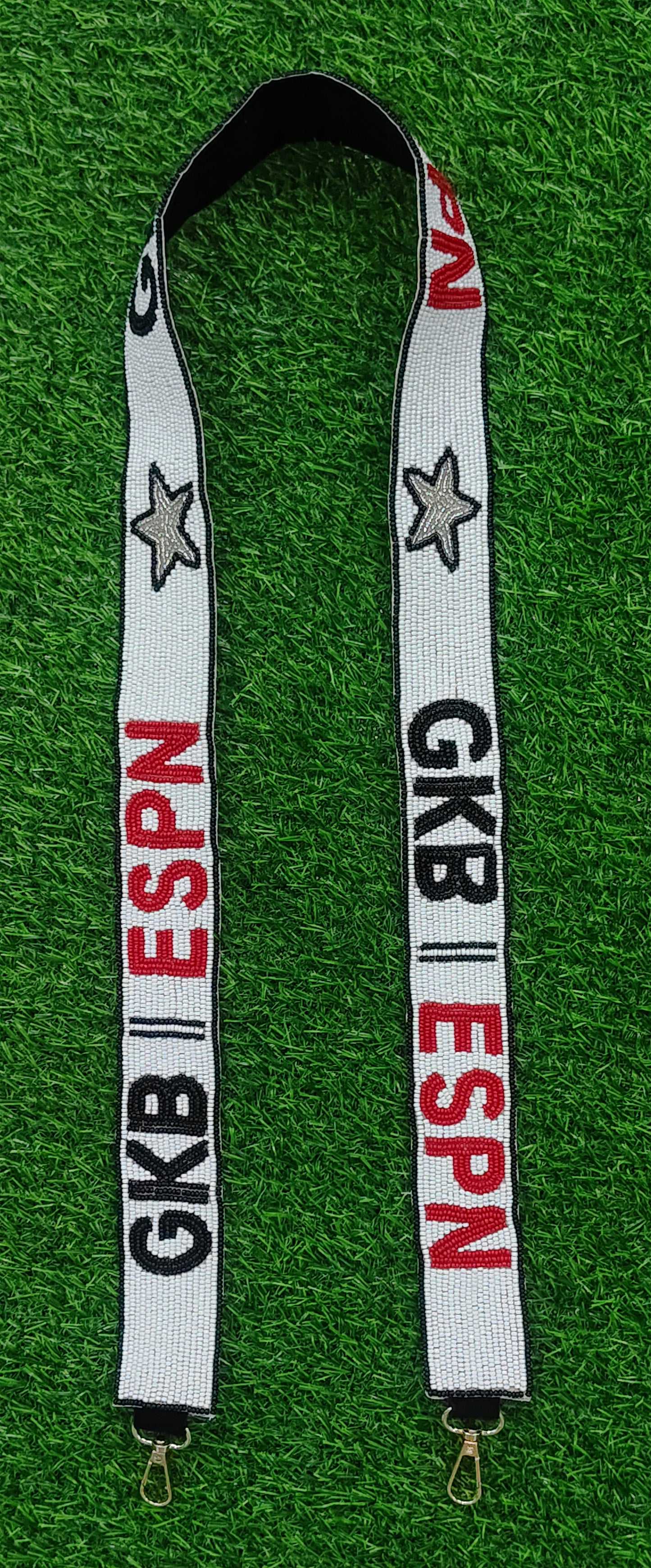 Beaded Purse Straps – GKB | ESPN, LXXXVI INTERNATIONAL RICE FESTIVAL QUEEN, MRS. MCMINN, GO CAMDEN, DODD #24, MICKEY & CO., and Heart & Floral Design (47" Long, 1.5" Wide)