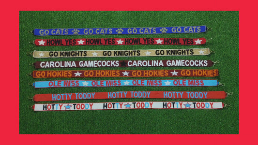 Beaded Purse Straps – Go Cats, Howl Yes, Go Knights, Carolina Gamecocks, Go Hokies, Ole Miss, Hotty Toddy (47" x 1.5")