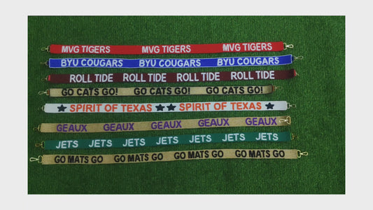 Beaded Purse Straps – MVG Tigers, BYU Cougars, Roll Tide, Go Cats Go, Spirit of Texas, Geaux, Jets, Go Mats Go (47" x 1.5")