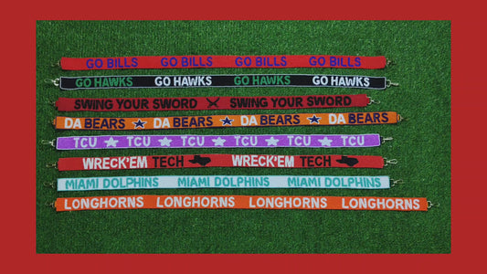 Game Day Beaded Purse Strap – Go Bills, Go Hawks, Swing Your Sword, Da Bears, TCU, Wreck ‘Em Tech, Miami Dolphins, and Longhorns – 47 Inches Long and 1.5 Inches Wide